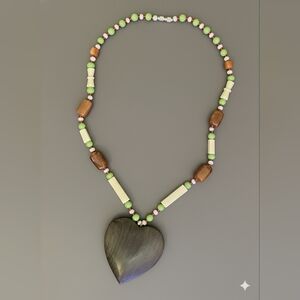 Elegant Heart Pendant Necklace with Multicolor Beads